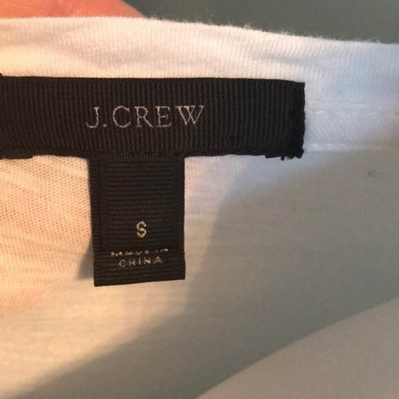 J. Crew Ivory V neck beaded tee size small - Picture 5 of 6
